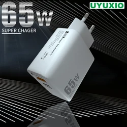 UYUXIO 65W Gan USB C PD Phone Charger Fast Charging Wall Adapter for Macbook iPhone 15 Pro Max Plus 14 13 iPad Samsung OPPO