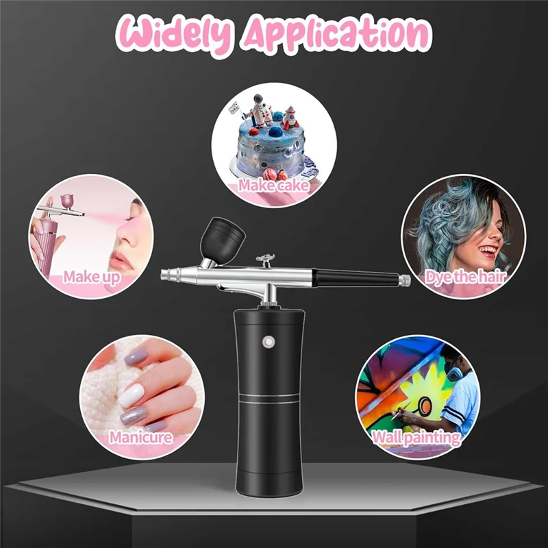 A47F-Airbrush Kit Akku-Mini-Airbrush mit Kompressor-Set mit 0,3 mm Düse, tragbare Spray-Gesichts-Make-up-Sauerstoffmaschine