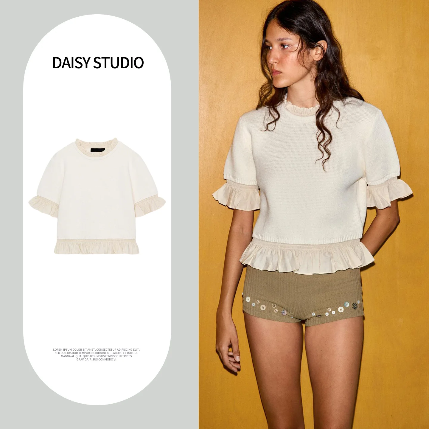 

Spring New Arrival Women's Casual round Neck Short Sleeve Lace Splice Knitted Top Comfortable Polyester Fiber Inner Wear