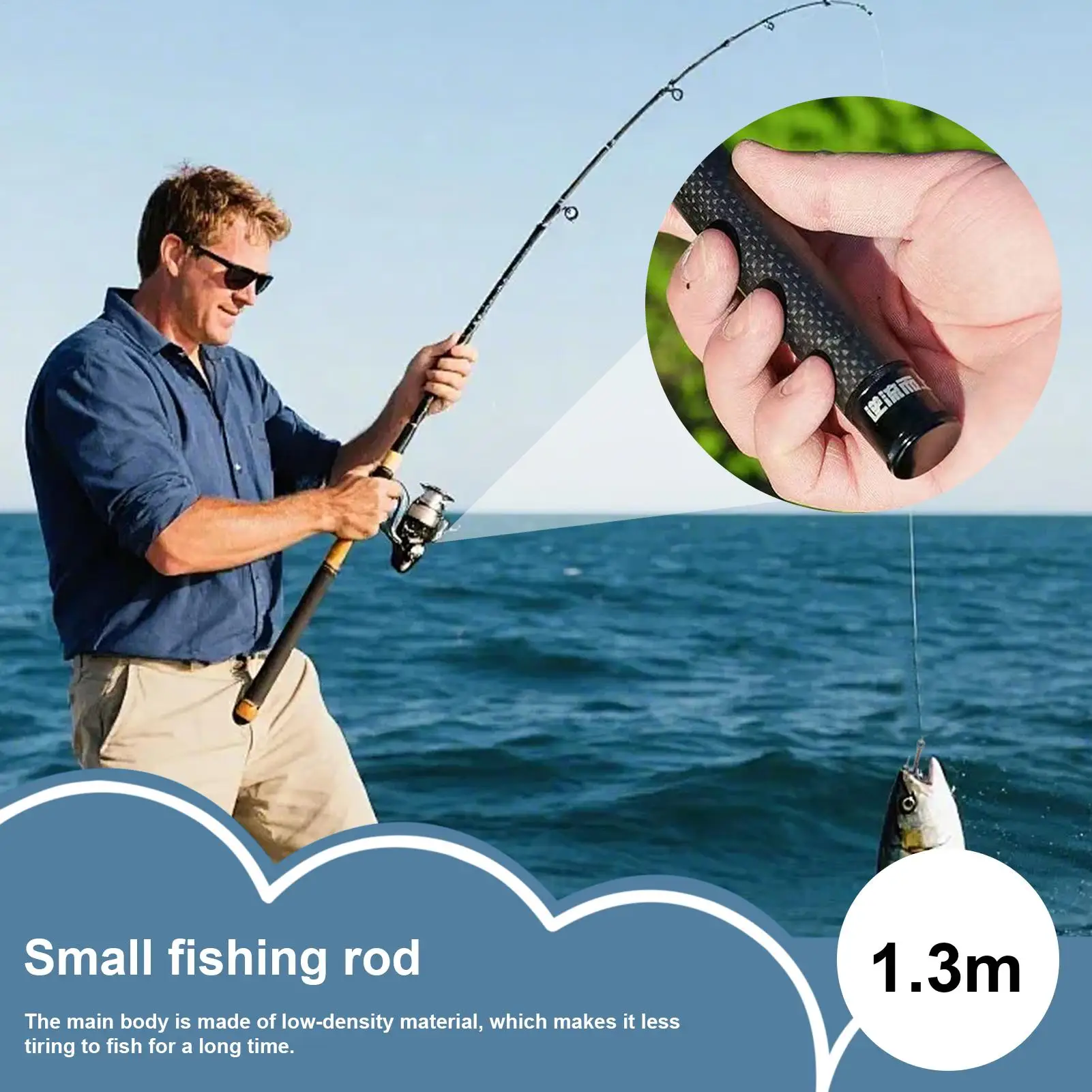 

Карманная удочка 51-дюймовая удочка для кемпинга на открытом воздухе, телескопическая рыболовная снасть для рыбаков, начинающих рыболовников, пресноводного озера