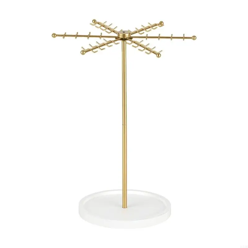 

48 Hook Rotating Jewelry Display Stand Gold Metal Organizers For Necklace Bracelet Storage Stylish Home Decoration Gift Choice