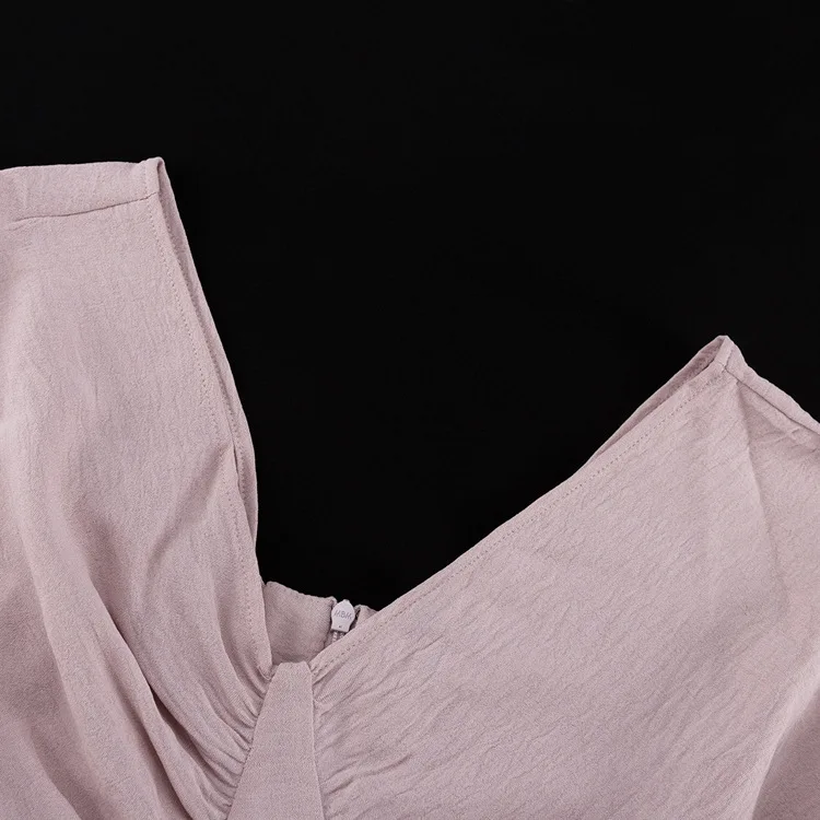 فستان ماكسي فرنسي مطوي للنساء موضة جديدة نمط الخامس الرقبة الخفافيش الأكمام عالية الخصر فستان الورك المعانقة تنورة طويلة