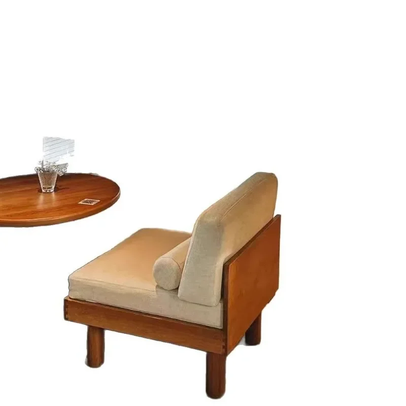 

Medieval style solid wood leisure, single sofa all solid wood simple and creative, coffee shop hotel reception