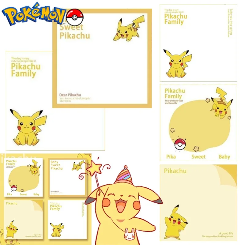 Cartoon Pokemon Pikachu Memo Pad School Office Paper Notepad Supplies Kawaii Memo Stationery Portable Mini Notebook Kids Gifts