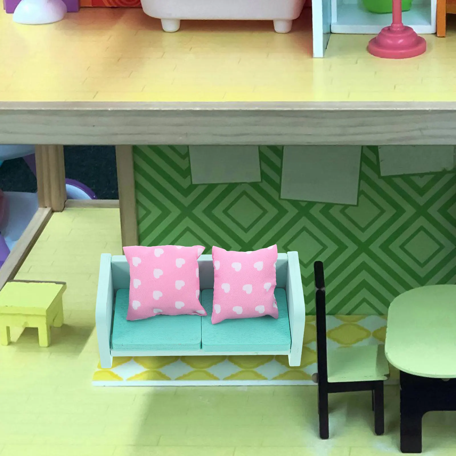 10Pcs Miniature Dollhouse Living Room Furniture 1:12 Scale Realistic Wooden Sofa TV Cabinet Coffee Table Set Decor