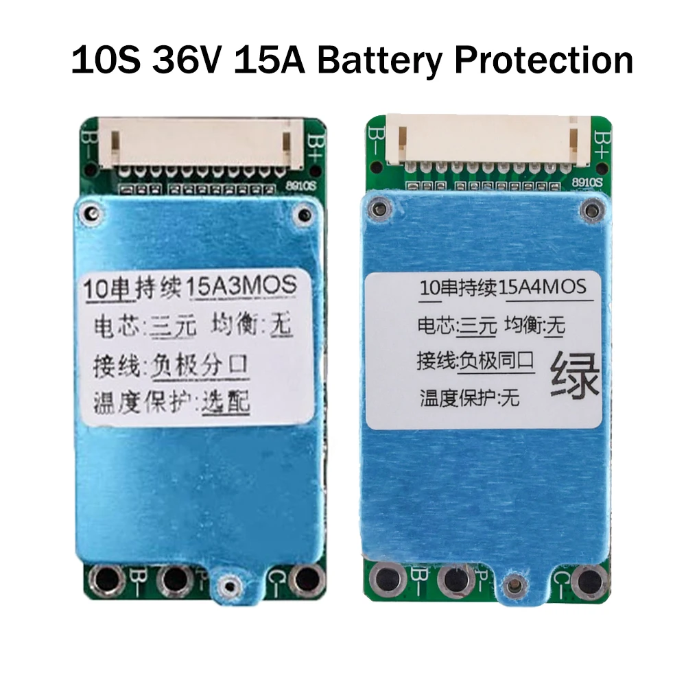BMS 10S 36V 15A para Celdas de Iones de Litio 18650, Placa PCB de Protección de Batería con Función de Balance, Puerto Compartido/Porto Dividido