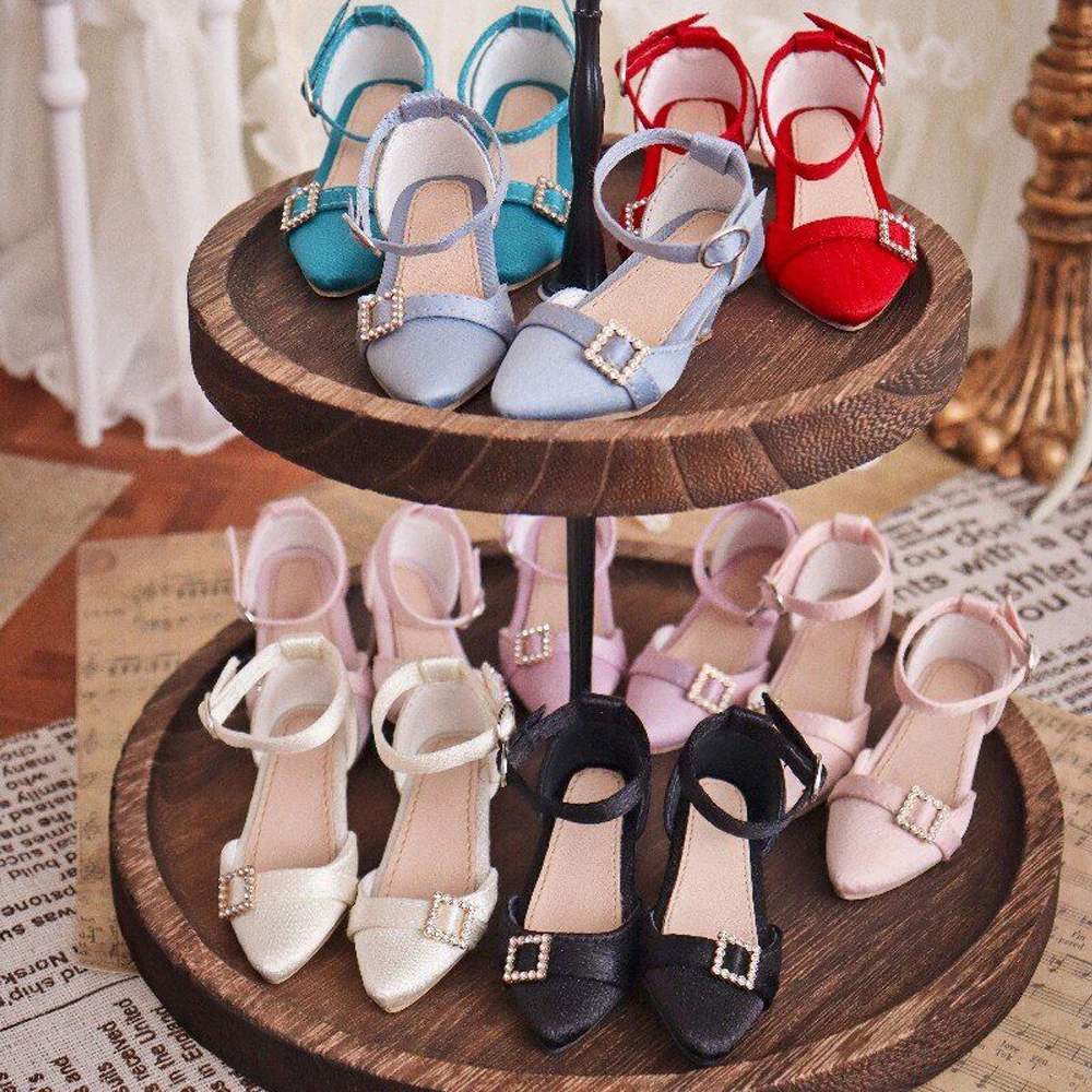 

D09-P728 детская игрушка ручной работы 1/3 1/4 кукла дядя BJD/SD кукольная обувь красные, синие атласные туфли на низком каблуке в стиле ретро 1 пара