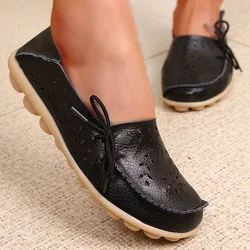 Women Shoes Leather Ballet Flats Zapatos Mujeres 2024 Trend Loafers Women's Summer Shoes Casual Flats Breather Summer Footwear