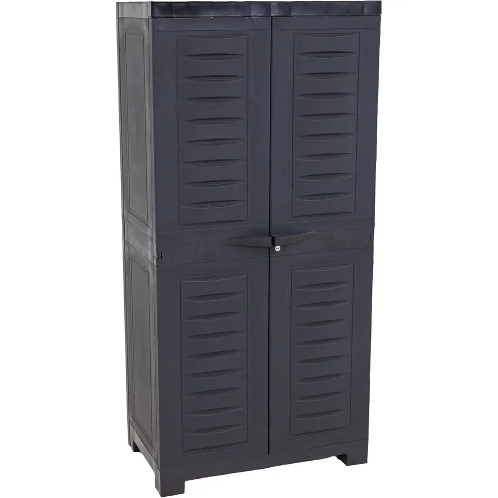 48 H Resin Garage Storage Cabinet - Utility Storage or Laundry Room, Office, Basement - Charcoal