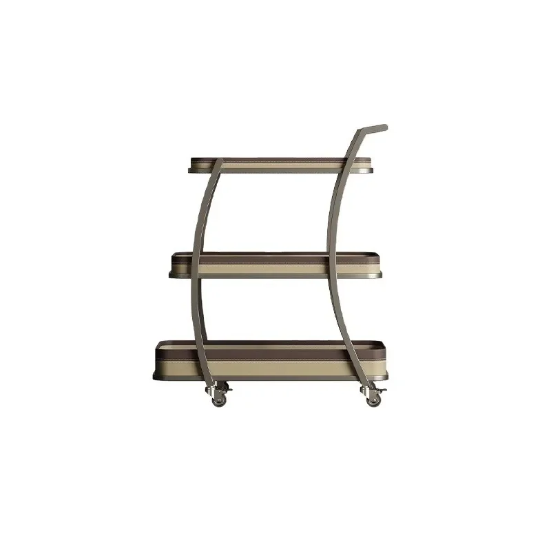 

Movable sofa side few living room household trolley stainless steel saddle leather coffee table storage dining car