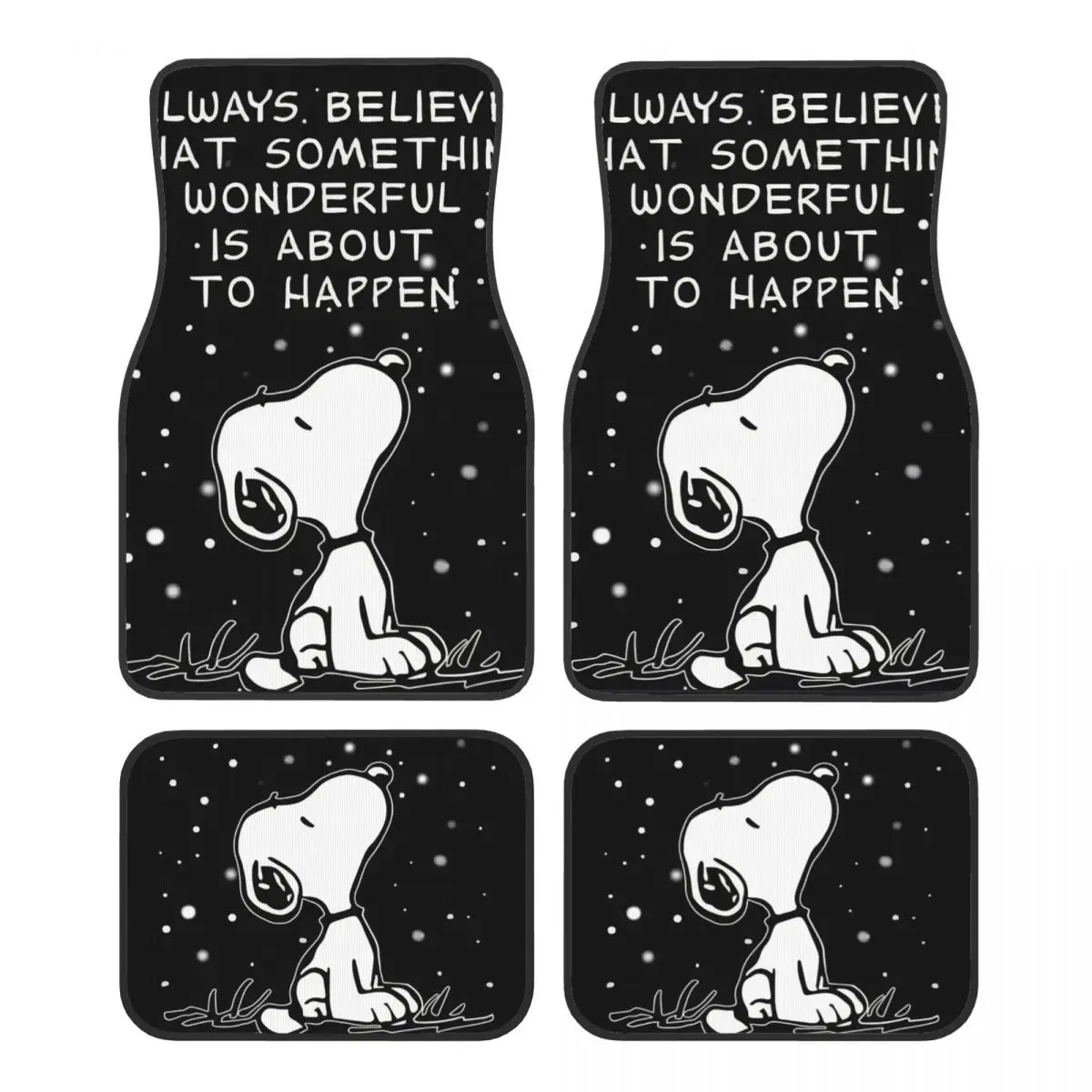 

Snoopys Cute Woodstock Универсальные автомобильные коврики Симпатичные коврики для ковров Набор из 4 шт. с противоскользящей подложкой для седанов и грузовиков