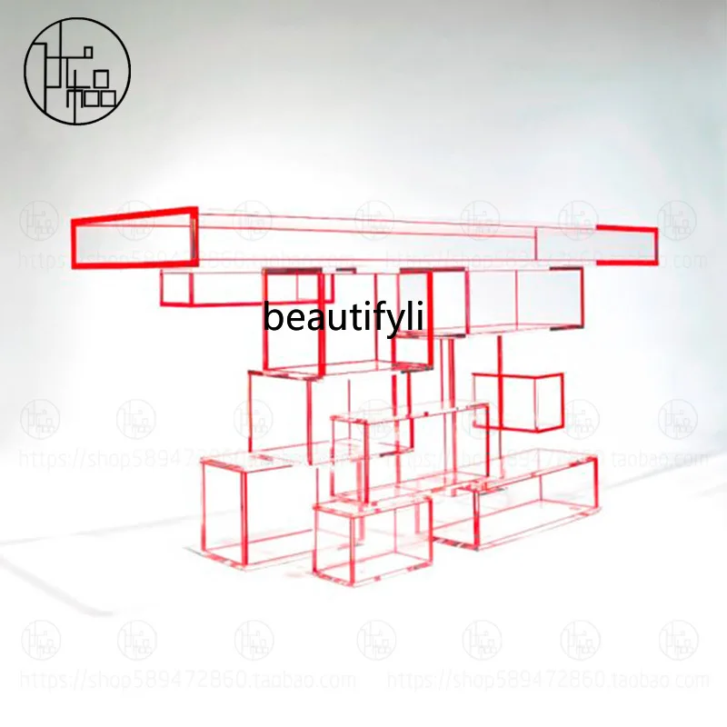 Entrance table acrylic end view table red simple modern living room wall table corridor
