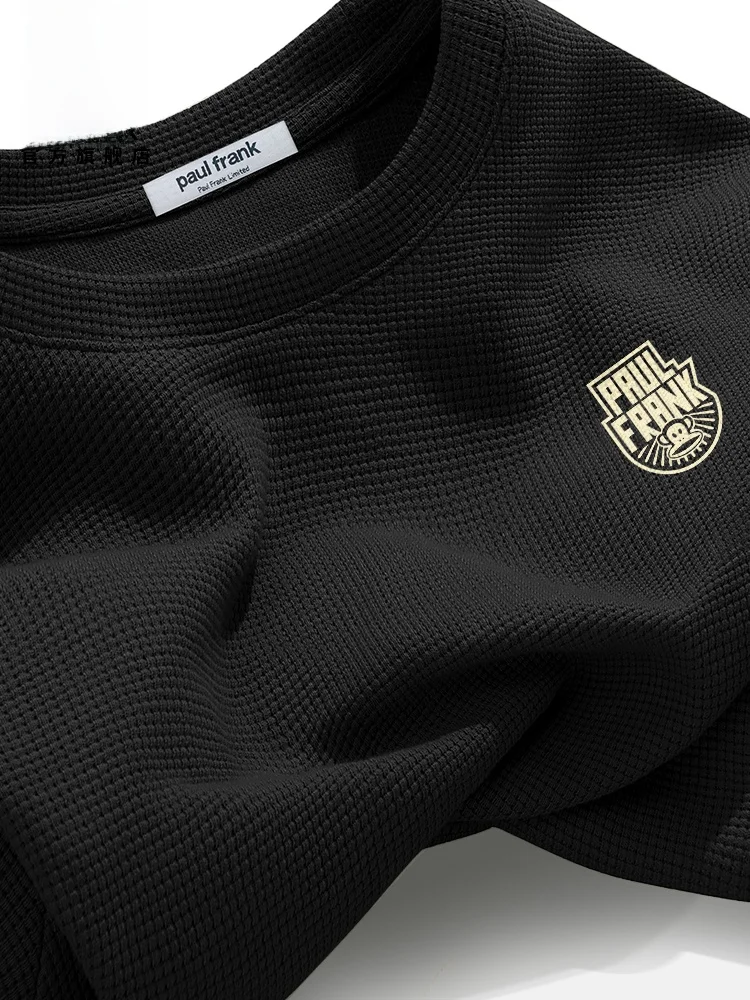 

Футболка с длинным рукавом и принтом обезьяны для мужчин, весенне-осенняя, плотная, текстурированная, базовый слой, внутренняя одежда, повседневный топ