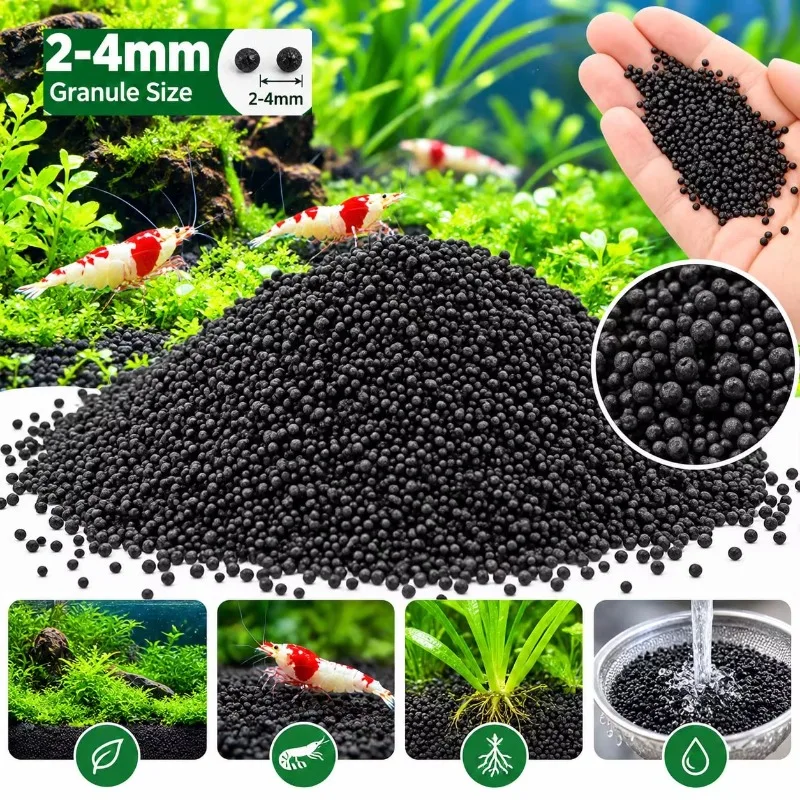 Black Aquarium Substrate Soil for Aquatic Plants Aquascaping Gravel Shrimp Fish Tank Bottom Sand Planted Decoration Filter DIY
