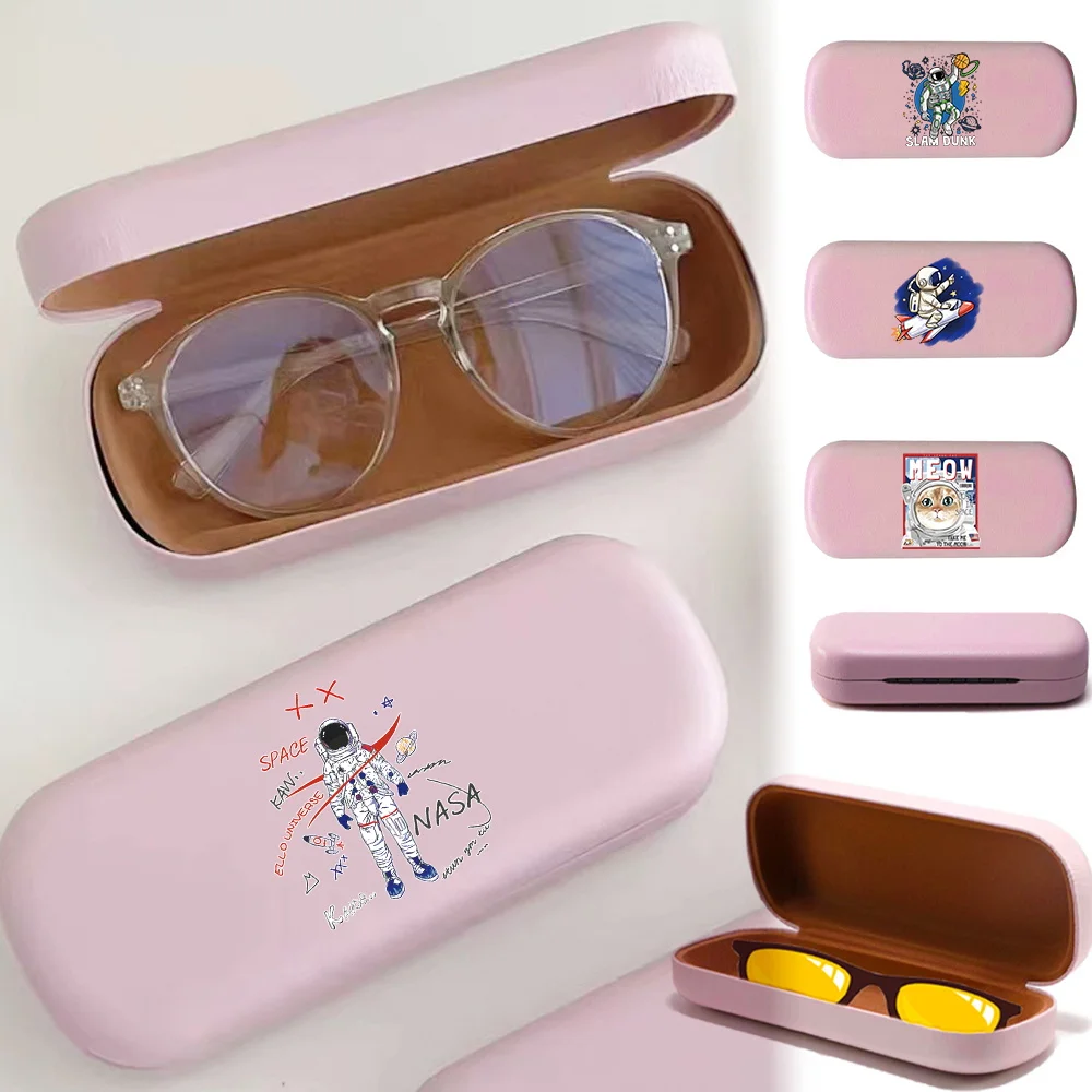

Pu Glasses Storage Box Portable Eyeglass Case Sunglasses Myopia Organizer Astronaut Initial Name 26 Letters Pattern