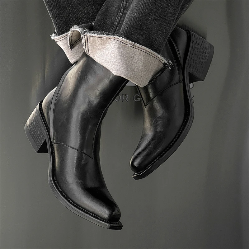 Winter Men Fashion Chelsea Boots Black Men Comfortable Business Brand Knight Boots Social Boots Sizes 38-46 Men Boots