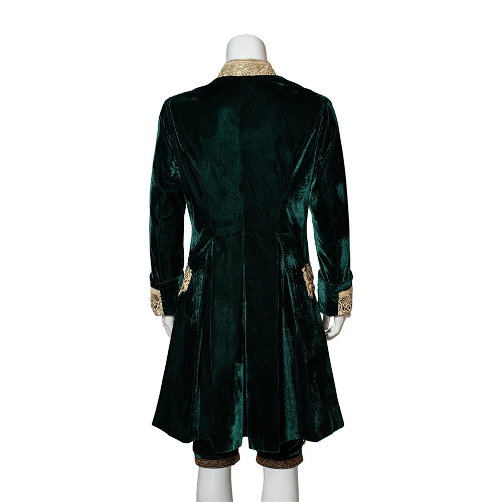 1790s Men's  Colonial French Historical Tuxedo Retro Victorian Baroque Rococo Luxury Tailcoat Costume Noble Court  Green King Su