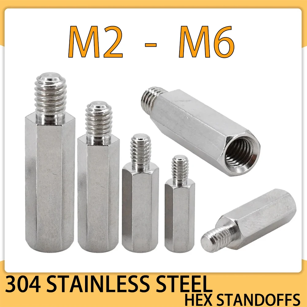 

M2 M2.5 M3 M4 M5 M6 304 Stainless Steel Standoff Male Female Hex Board Spacing Screw Column Pillars Spacers Bolt PCB Support