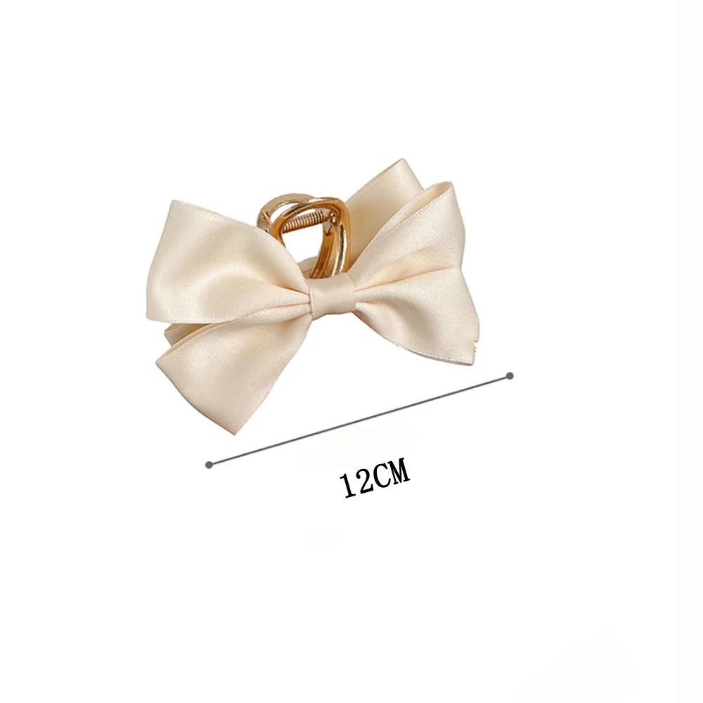 Black Satin Bow Clip WOMEN\'S Summer Headwear Simple Temperament Hair Clip Back of the Head Shark Clip