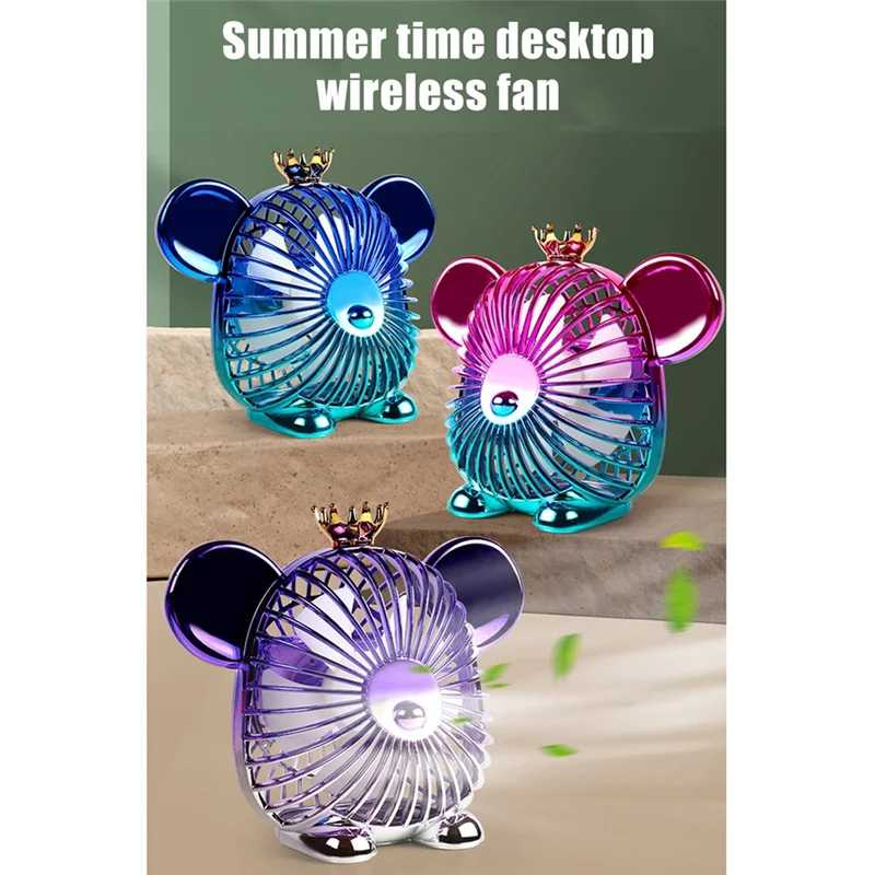 1200Mah พัดลมมินิฤดูร้อนพัดลมน่ารักแบบพกพาพัดลมเงียบ USB ชาร์จลมแรงสูงพัดลมสําหรับโฮมออฟฟิศสีม่วง