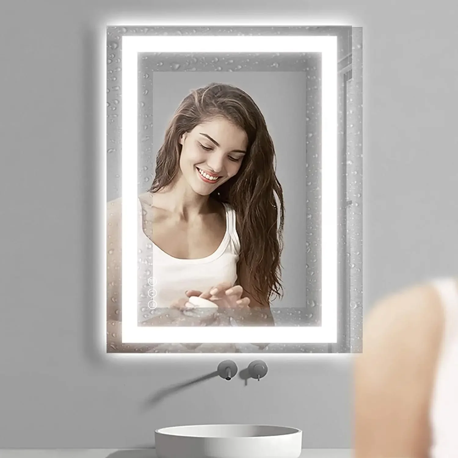 Bathroom Led Wall Mirrors Frameless Bath Mirrors With Led Light Bathroom Lighted Glass Mirror With Waterproof IP44 Rating