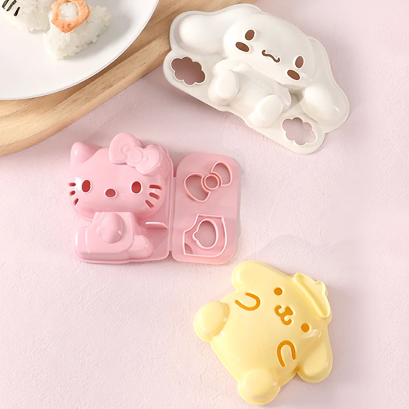 Cute Hello Kitty Sushi Mold Sanrio Cinnamoroll Sushi Mould Sushi Making Kit Anime Packed Rice Ball Mold Kitchen Tool Accessories