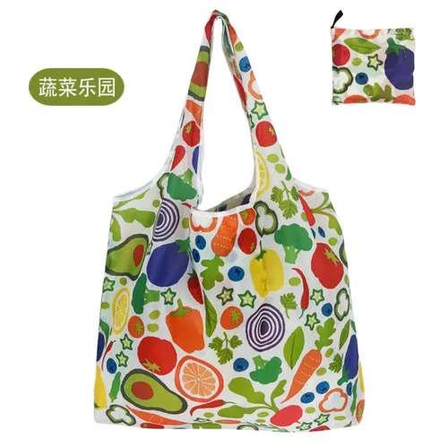 Imagen 2 del producto Bolsa de compras ecológica plegable con estampado de moda, bolsa plegable, bolsos reutilizables de gran capacidad para bolsa de comestibles de viaje