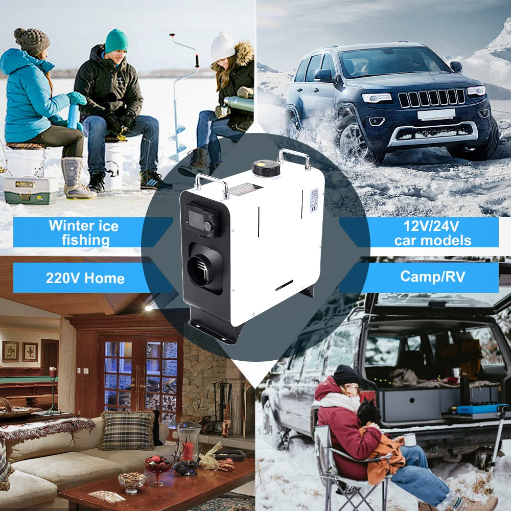 2-8KW 블루투스 주차 히터 일반 전류 12V&24V&220V 삼중 기능 실내외 캠핑 선박 RV 트럭 밴용
