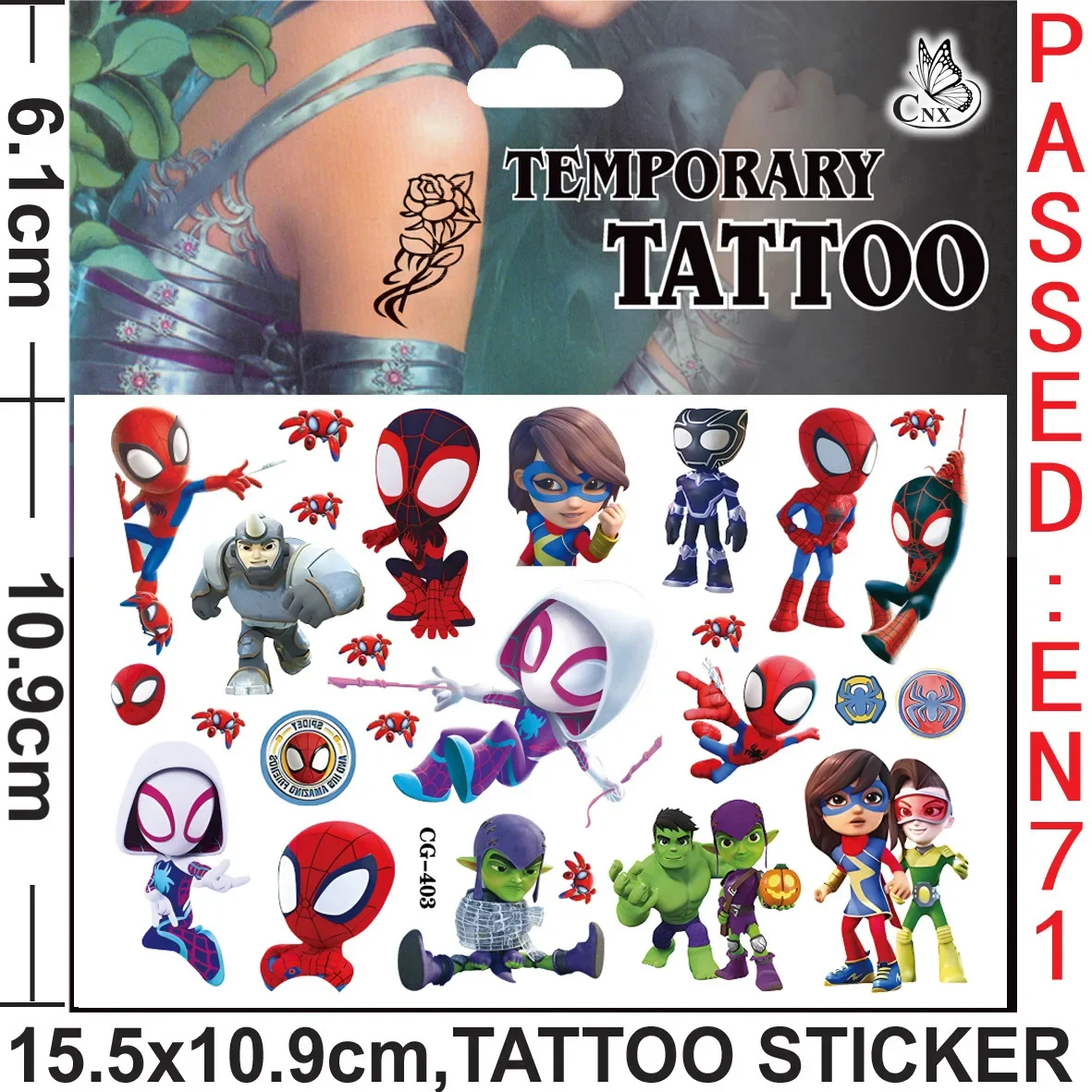 Marvel Tattoo Stickers Waterproof Cute Spider Man Sticker Funny Anime Birthday Party Supplies Decoration Kids Gifts