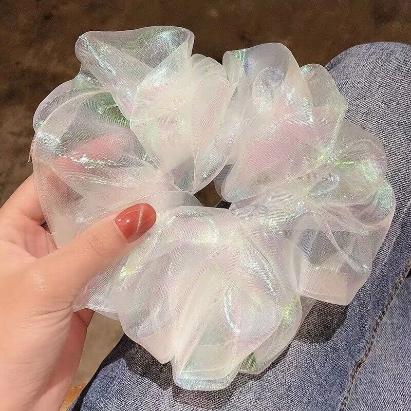 Organza Scrunchies Women Elastic Hair Band Korean Elegant Ponytail Holder Rubber Tie Band Hair Accessories