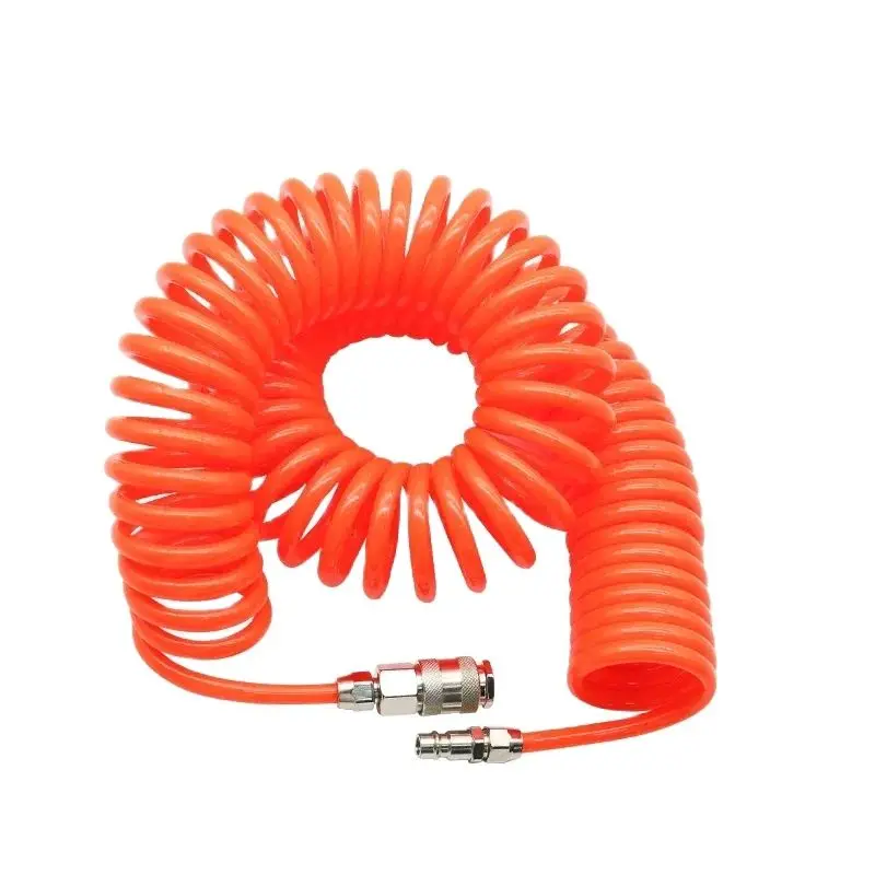 PU pipe 8mm x 5mm Polyurethane Air Compressor Hose Tube With EU/C Type Fitting Flexible Tool Connector Spring Spiral Pipe 8*5