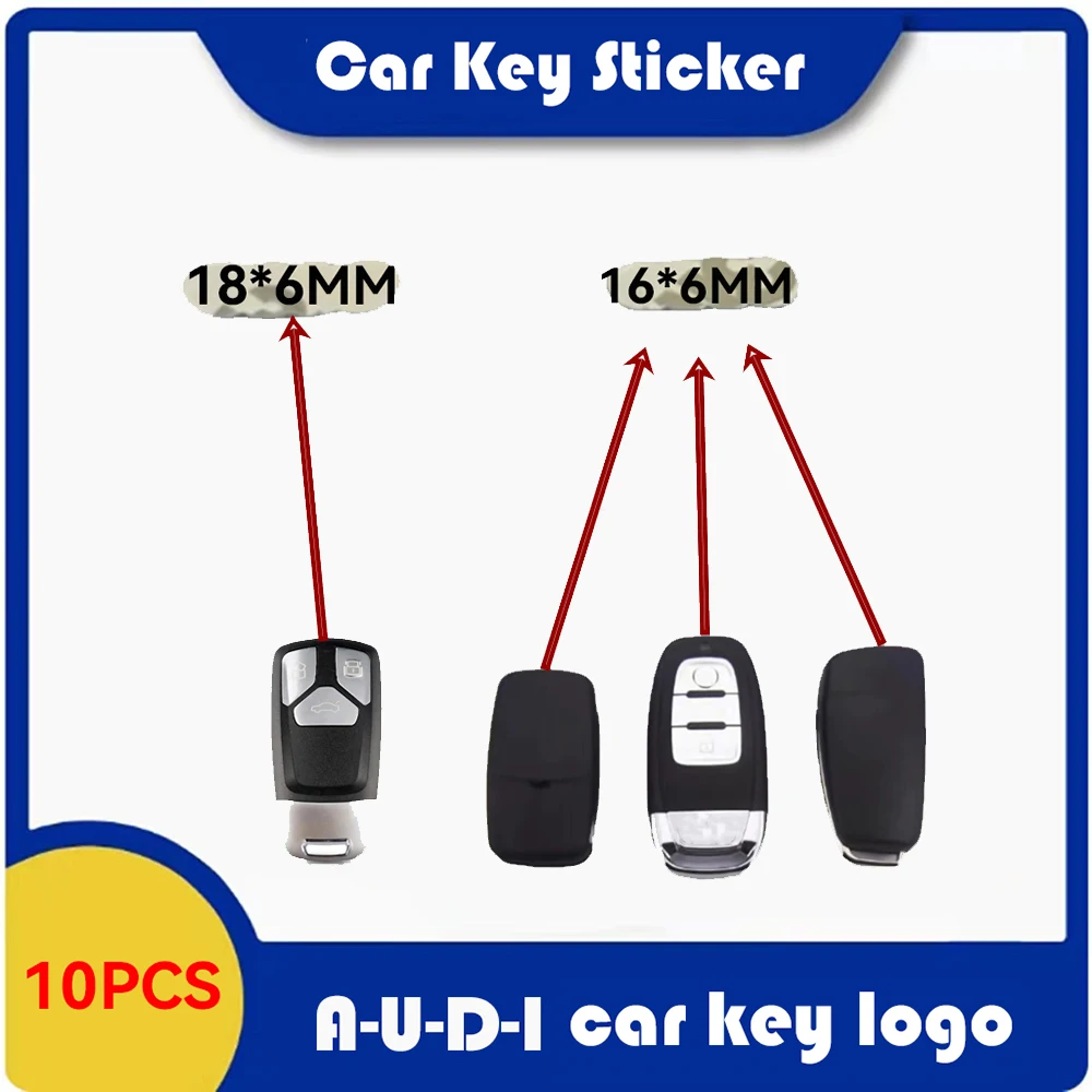 10pcs/Lot Big and Small Metal Car Key Emblem Logo Sticker For Audi Remote Control A3 A4 A4L A5 A6 A8 Quattro Q5 Q7 S5 SQ7