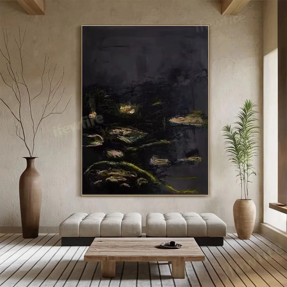 

100% hand drawn black abstract oil painting original wall painting home living room decoration paint interior aesthetics