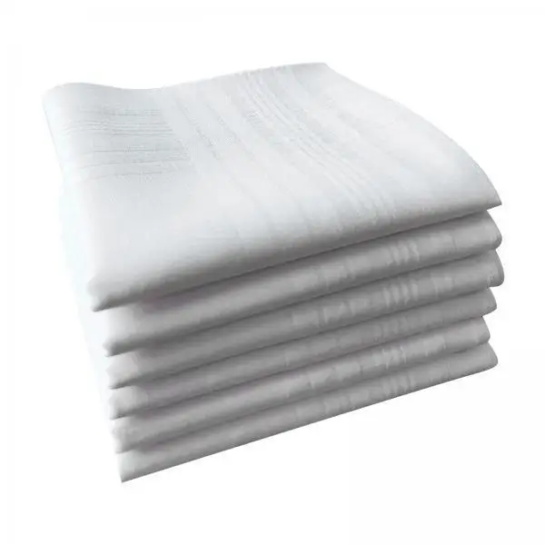 Gentleman's White Cotton Handkerchiefs Thick Soft Classic Pocket Towel for Suit Office Wedding or Gift Use