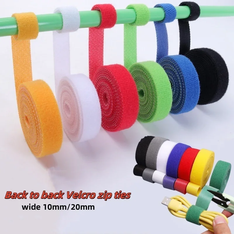 5 Meter/Roll Management Cable Tie Wide 10mm/20mm  Cable Organizer Double-sided Straps Free Cut Ties Multicolor Charger Protector