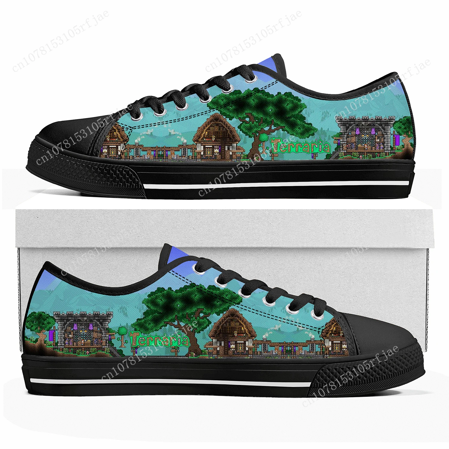 Terraria-Zapatillas bajas de dibujos animados para hombre y mujer, zapatos informales de lona hechos a medida, a la moda, de alta calidad