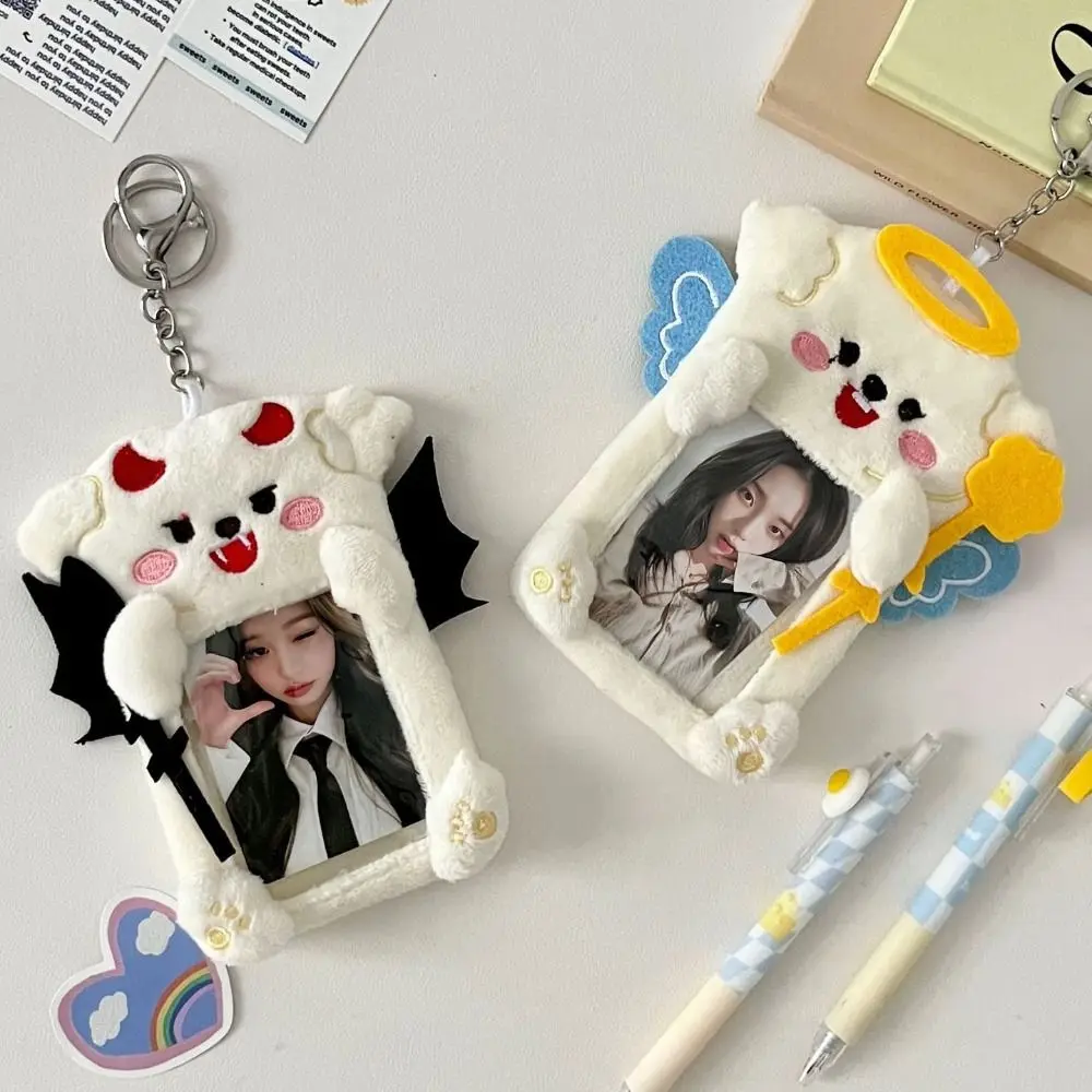Модный чехол для фотокарточек с изображением дьявола/ангела, мультяшный многофункциональный держатель для карточек, сумка, брелок для мальчиков и девочек