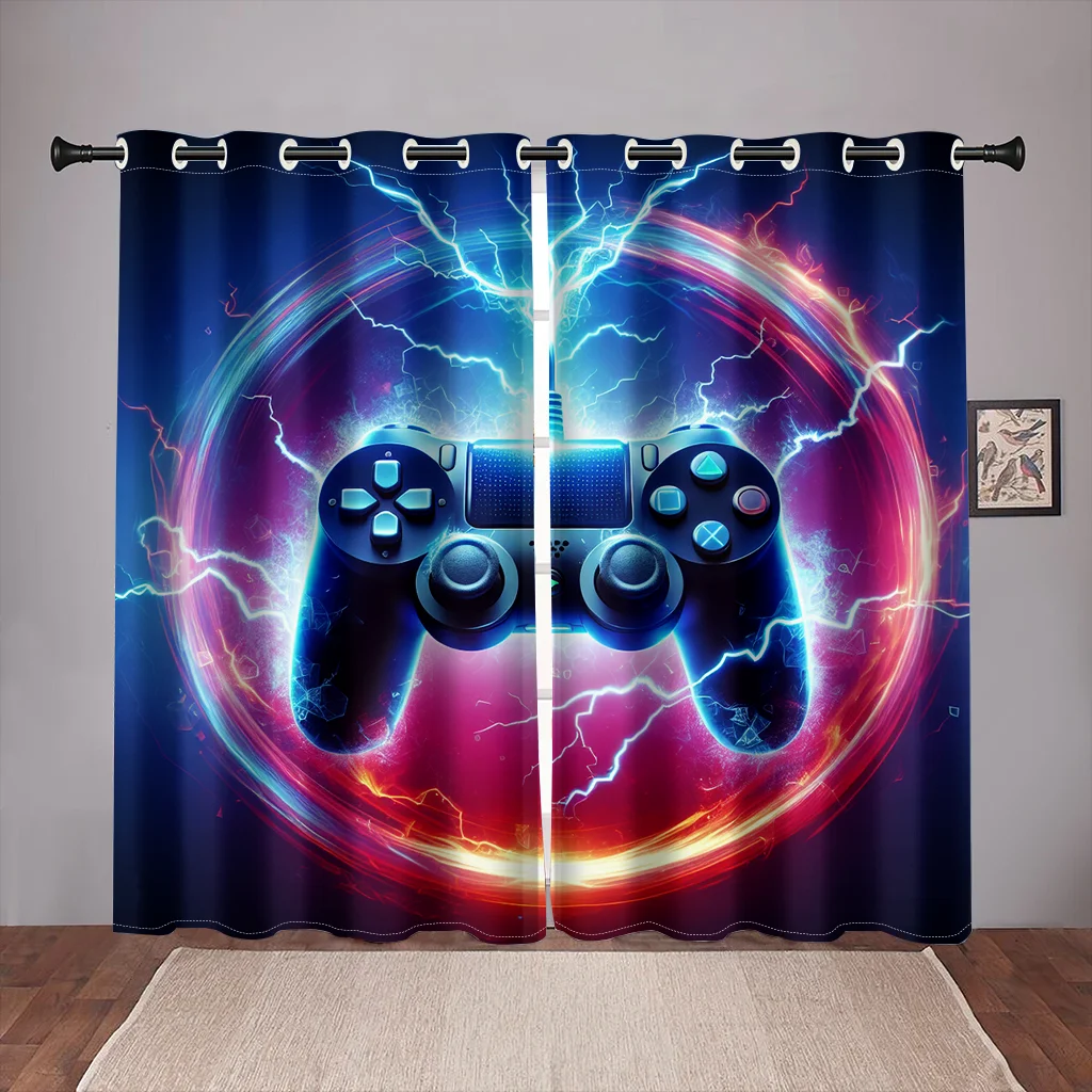 

Shining Cool Gamepad Controller Switch Curtains for Boys Bedroom Window Drapes Game Players Living Room Home Decoration Kitchen