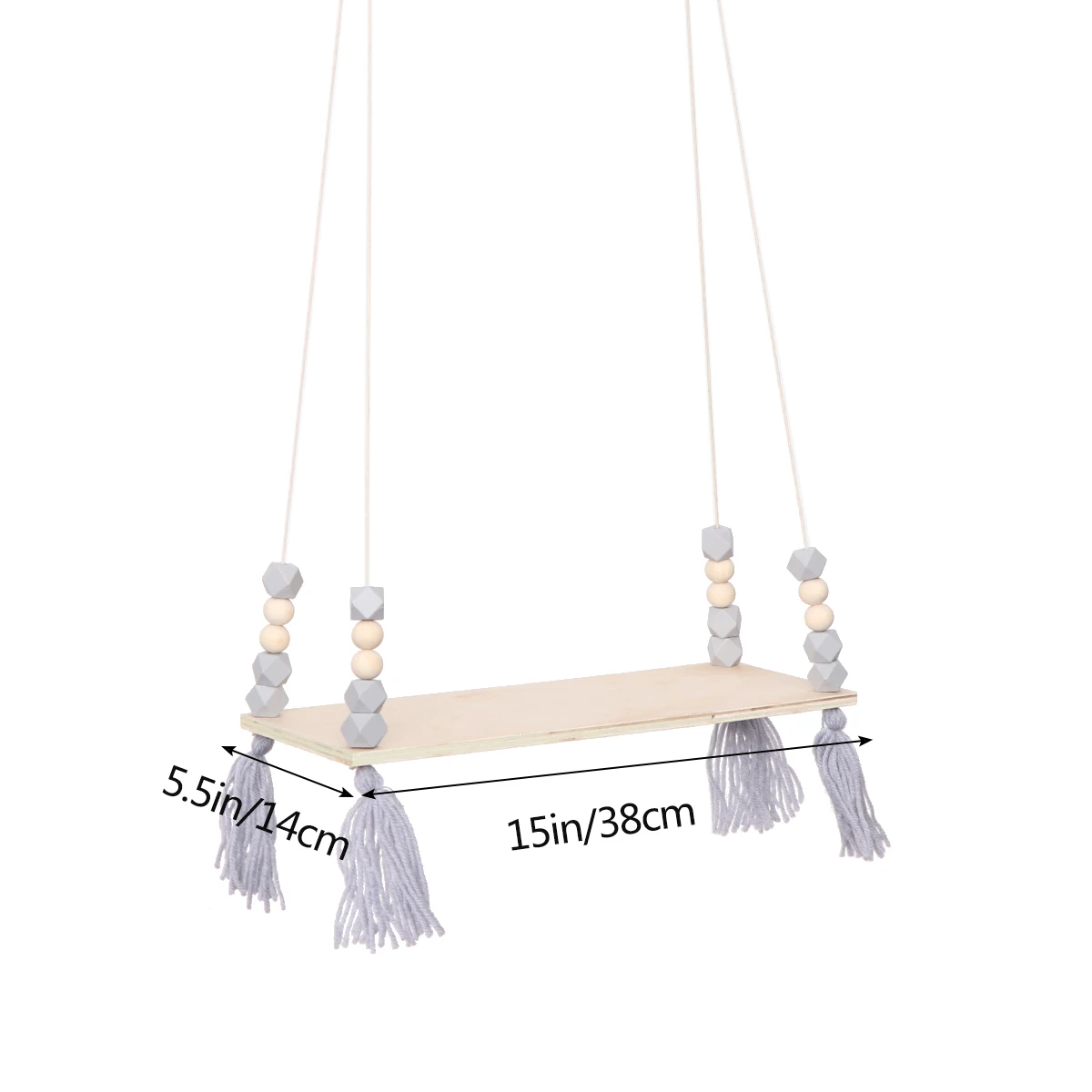 

Wooden Hanging Shelf Wall Storage Rack Tassel Decor Home Organization Nordic Style Small Sundries Bamboo Fringe