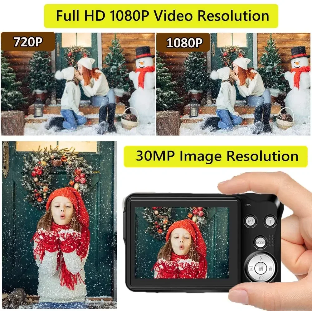 

Digital Camera,30MP Compact Camera,2.7 Inch Pocket Camera,Rechargeable for Kids Photography with 8X Digital Zoom 32GB SD Card