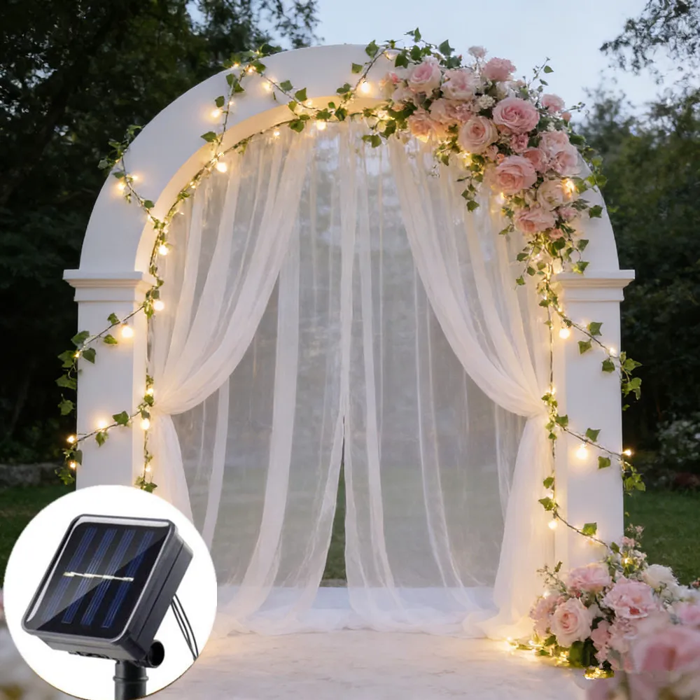 

10M/5M/2M Outdoor Garland Fairy Lights Solar Green Rattan Leaf Lights Christmas Garden Wedding Party Decoration LED Solar Lamp