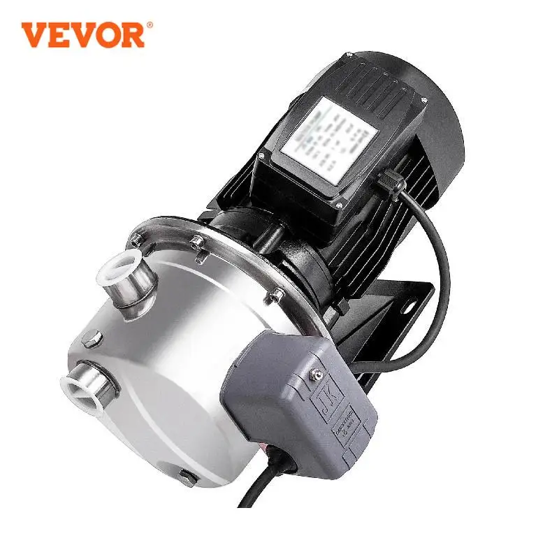 

VEVOR 0.75HP / 1HP Water Pump With Pressure Switch 110V Shallow Well Pump Stainless Steel Jet Pump To Supply Fresh Well Water