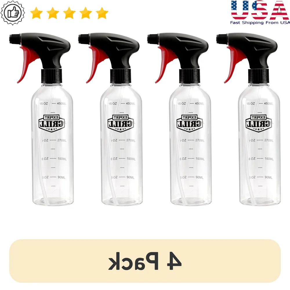 

4 Pack 17oz Leak Proof Plastic Spray Bottle Improved Trigger Sprayer Barbecuing Griddle Cooking Moist Foods Control
