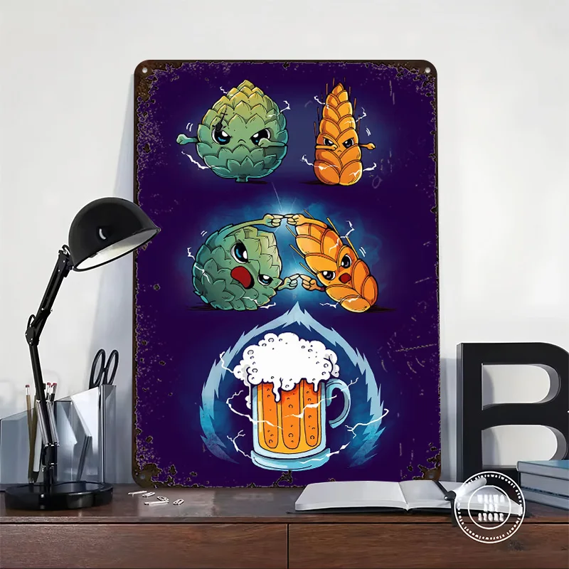Beer Fusion Ultra Violet Printing Poster Customized Retro Wall Art Vintage Metal Signs for Mancave Home Decor Accessories House