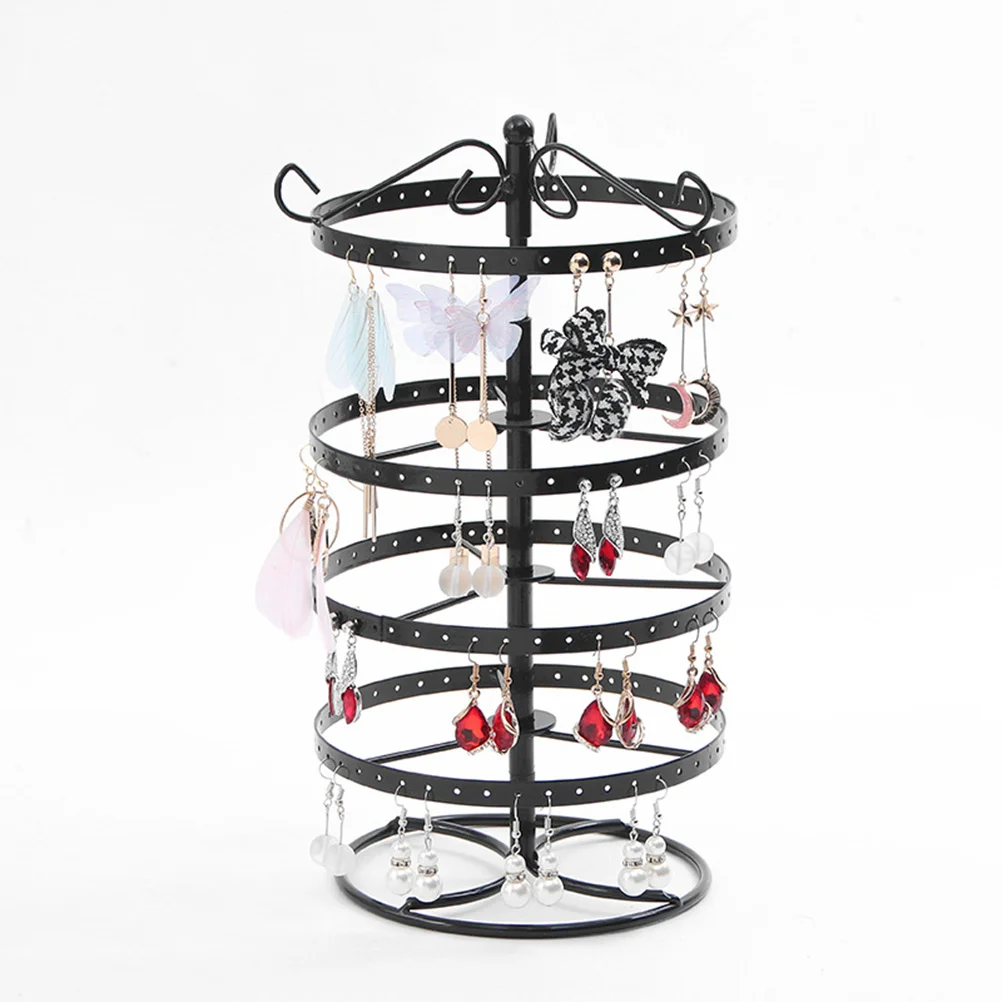 

1Pcs Earrings Display Rack Black 4 Layer Metal Jewelry Stand Rotating Organizer for Earrings Ear Studs Jewelry Holder Dresser