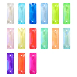 Electric Neon Series Slender Rectangle Shaped Glitter Glass Sewn Rhinestones Flatback Sewing Crystal For Clothes Decoration
