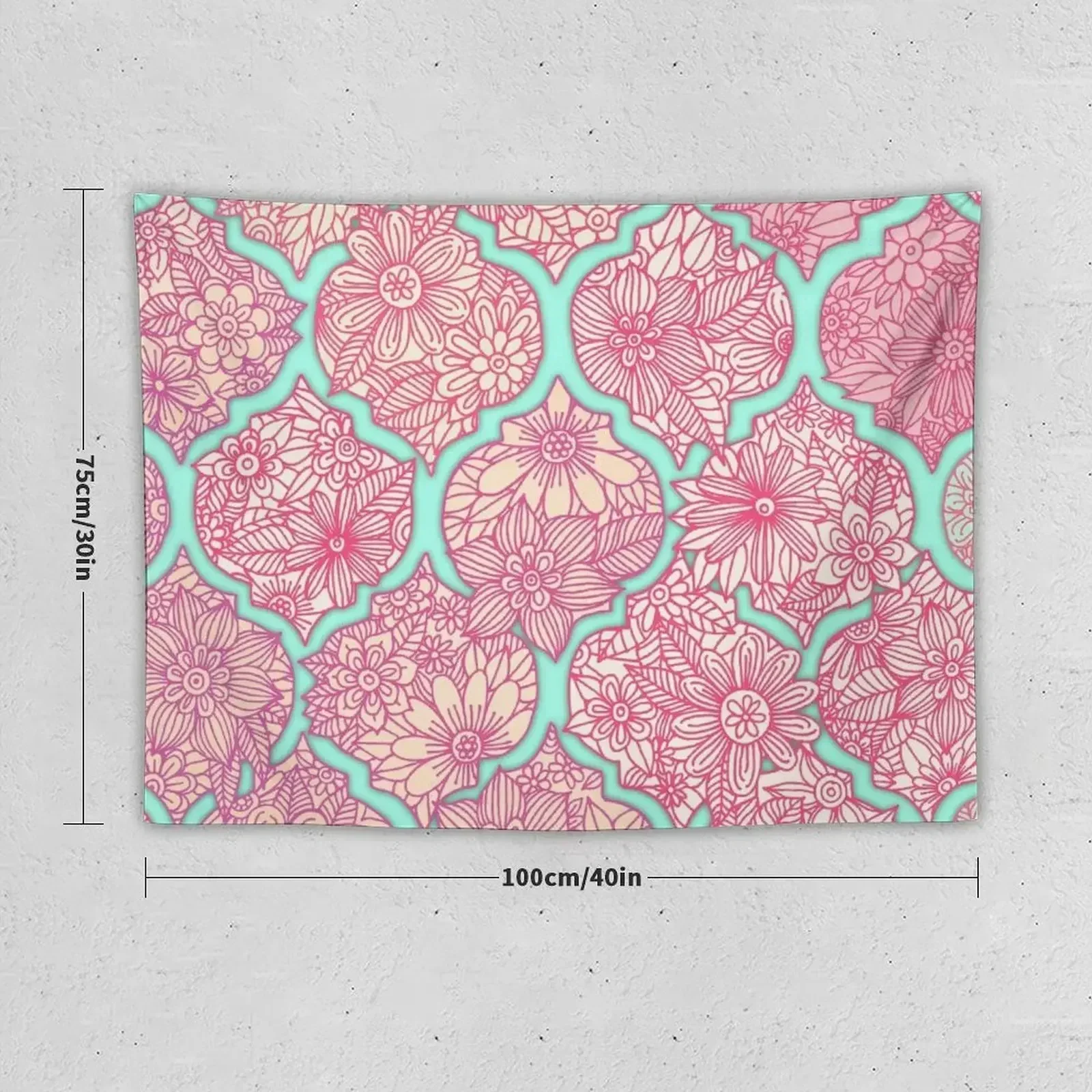 Moroccan Floral Lattice Arrangement - pink Tapestry Nordic Home Decor Room Decor Wallpapers Home Decor Tapestry