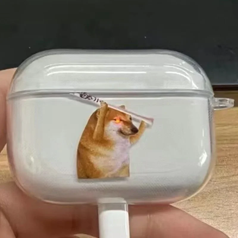 Funny Shiba Inu Dog Charging Light Case for AirPods Pro2 Airpod Pro 1 2 3 Bluetooth Earbuds Protective Earphone Case Cover