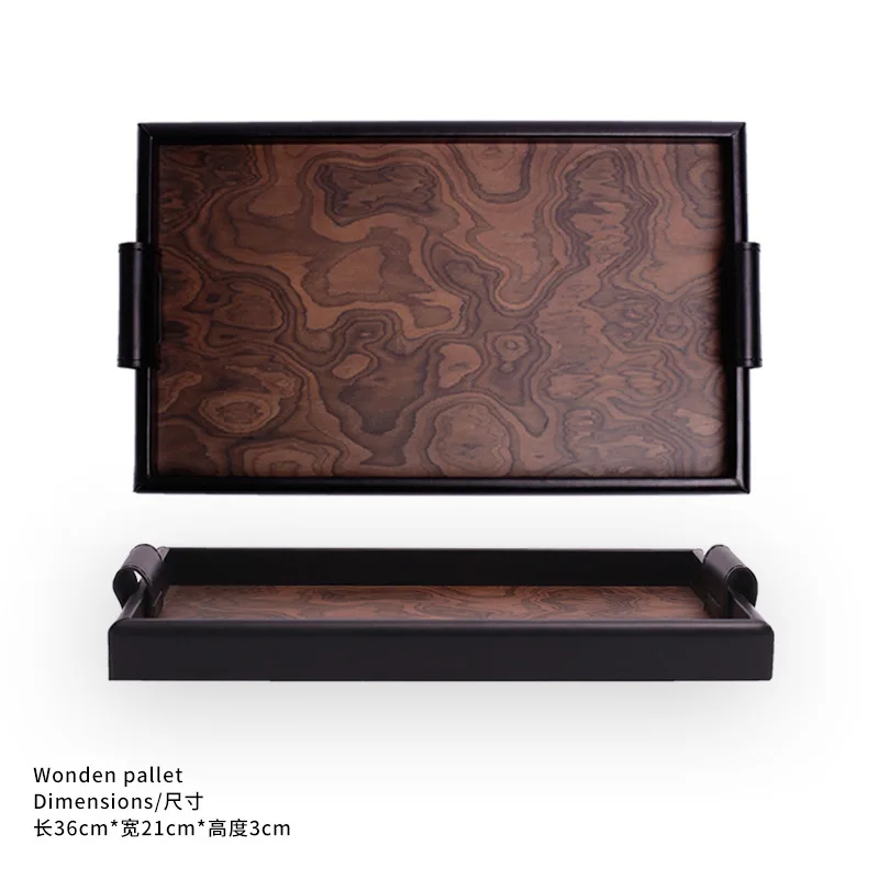 

Volcano Pattern Tray High-end Ins Retro Medieval Home Living Room Bedroom Aromatherapy Wooden Tray Jewelry Tray