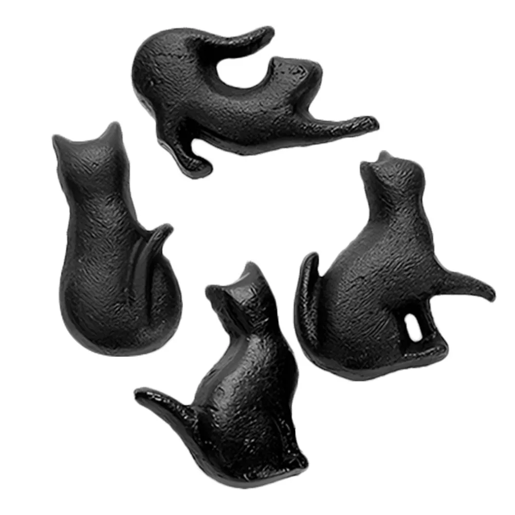 4Pcs Vintage Cabinet Door Knobs Small Cat Shape Dresser Pulls Smooth Surface Furniture Handles Decorative Drawer Knobs